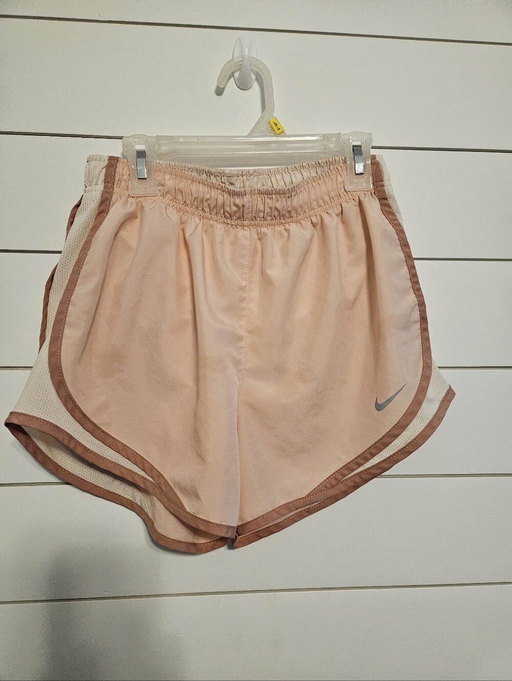 Nike Women's Light Pink Athletic Shorts with Contrast Trim Size S